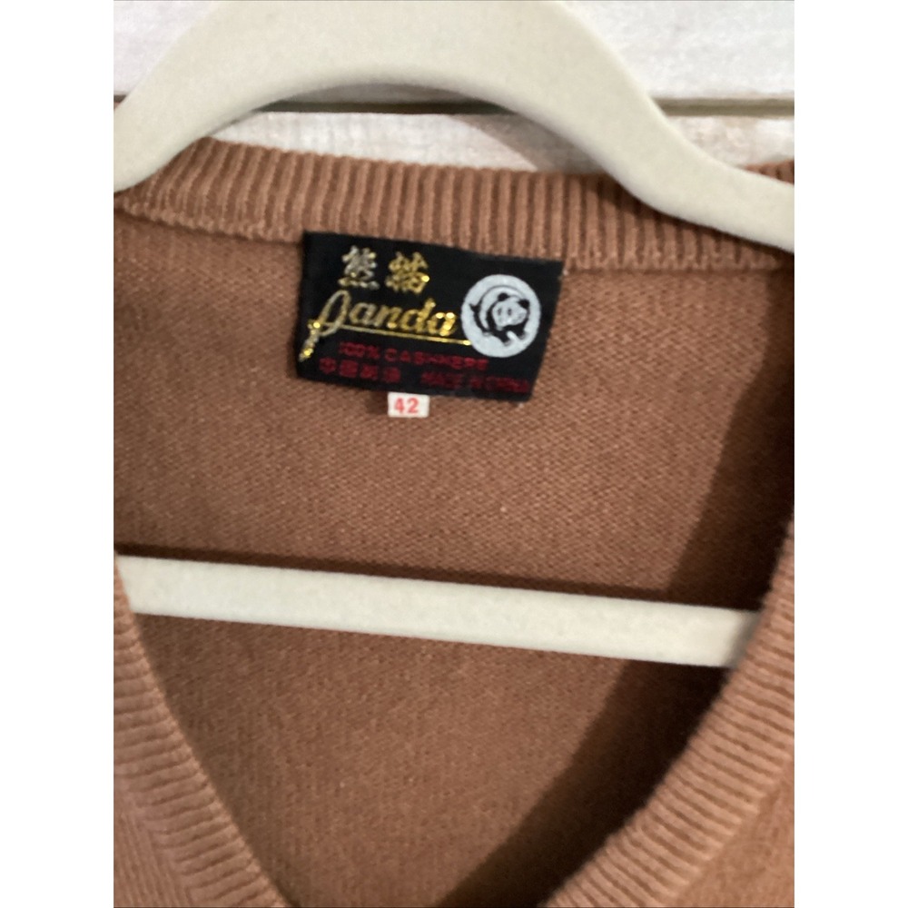 Vintage 100% Cashmere Panda Sweater Vest Size 42 Gray 70s 80s READ